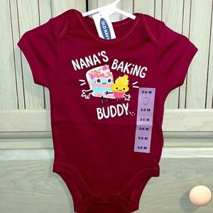 Old Navy Maroon Nana’s Baking Buddy Onesie 🧁